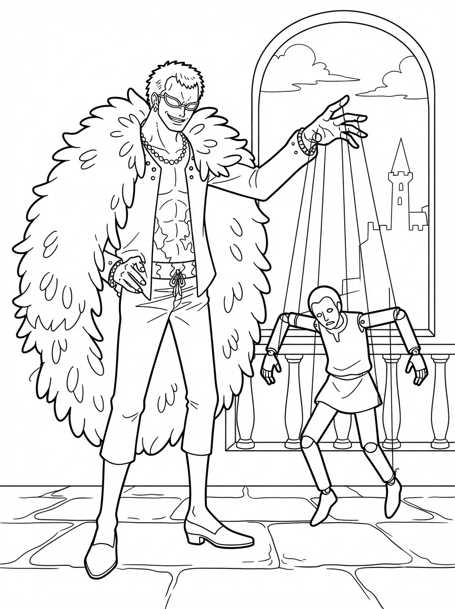 Donquixote Doflamingo 4 da colorare Donquixote Doflamingo disegno facile bambini