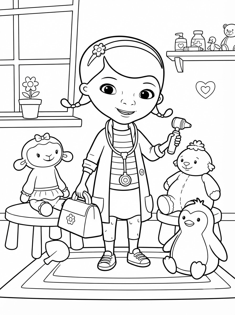 Dottoressa Peluche 18 immagini di Dottoressa Peluche da colorare per bambini