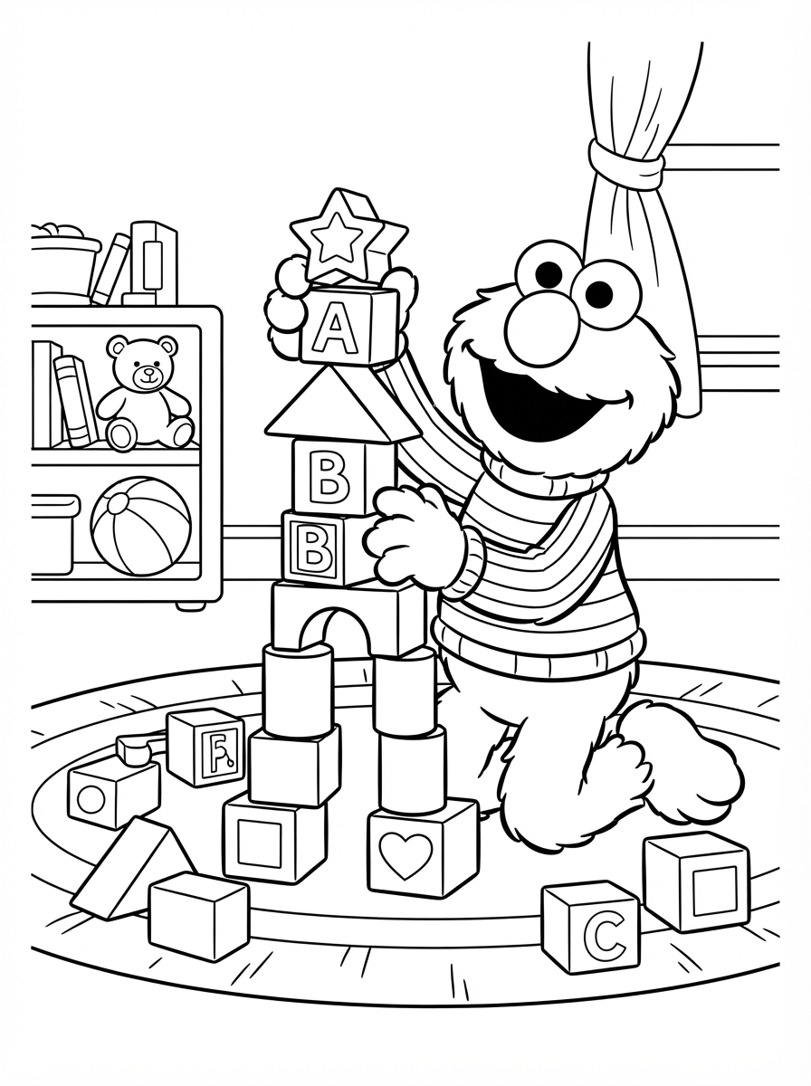 da colorare Elmo disegno facile bambini 1