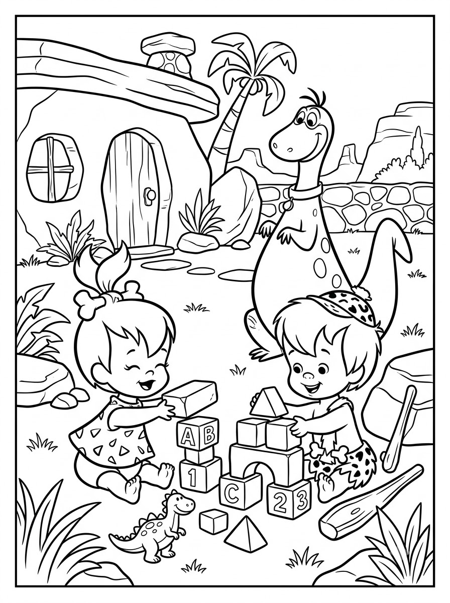 I Flintstones da colorare facile