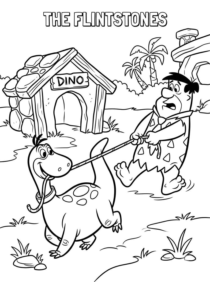 da colorare I Flintstones disegno facile bambini