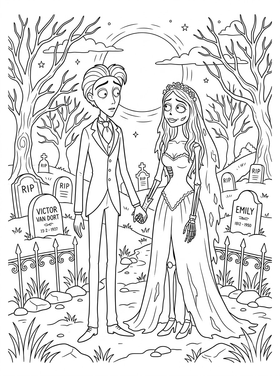 La sposa cadavere 3 disegni da stampare e colorare La sposa cadavere