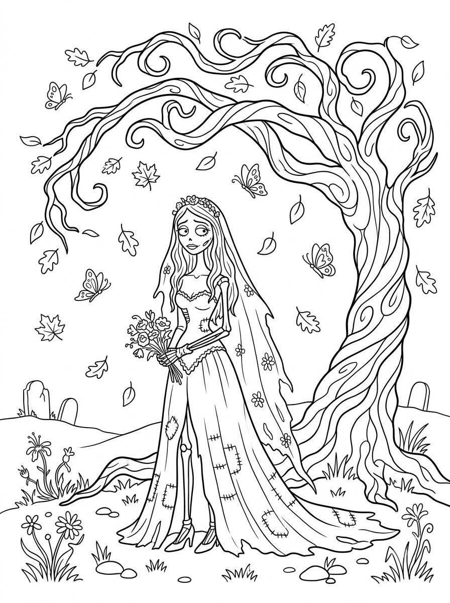 La sposa cadavere 18 stampe da colorare per bambini La sposa cadavere