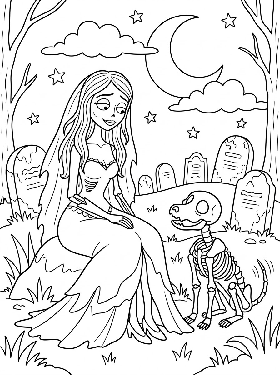 La sposa cadavere 16 La sposa cadavere disegno da colorare facile