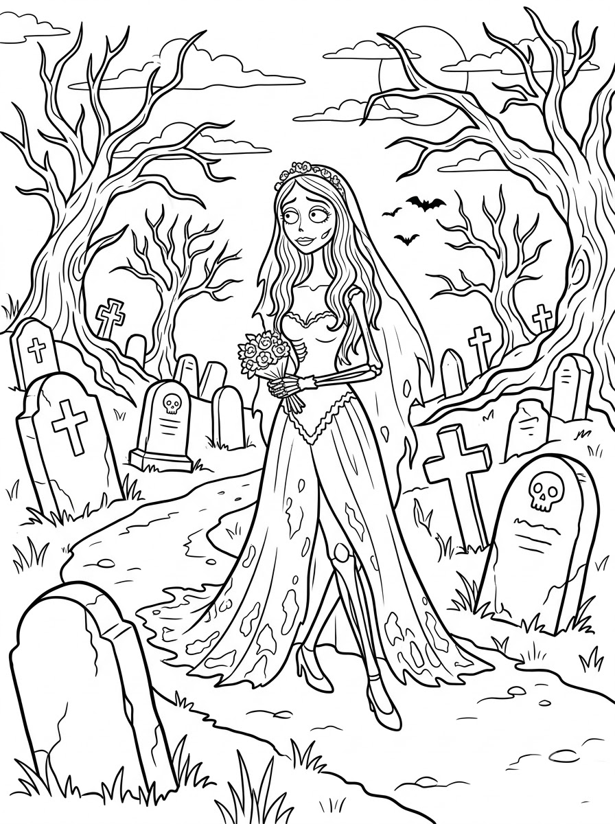 La sposa cadavere 15 La sposa cadavere da colorare pdf gratis