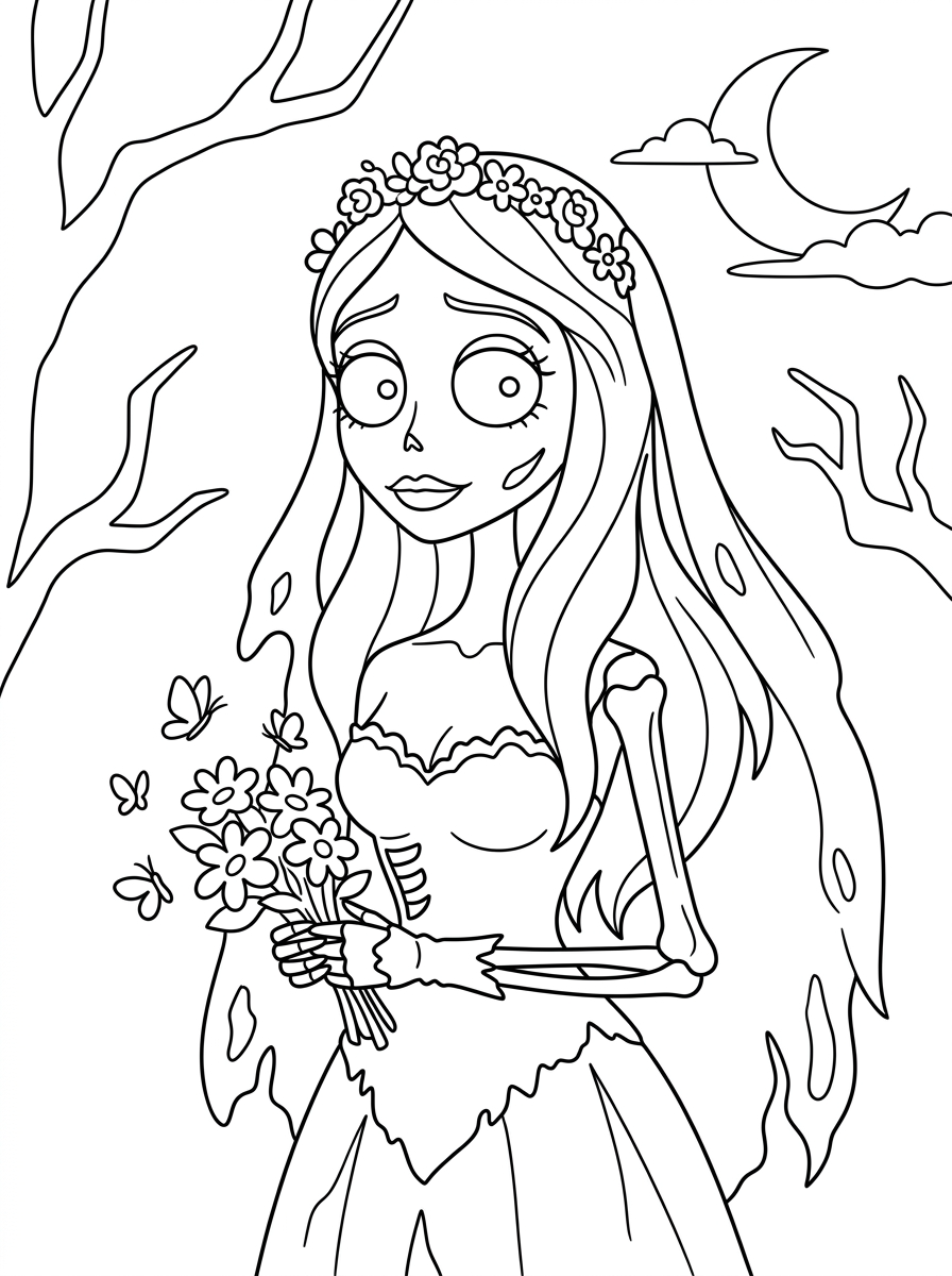 La sposa cadavere 14 disegni La sposa cadavere da colorare per bambini