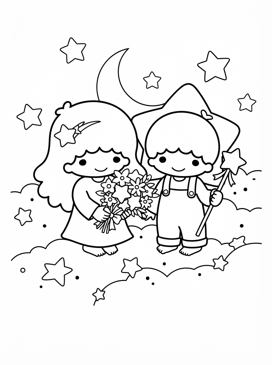 disegni da colorare gratis Little Twin Stars 1