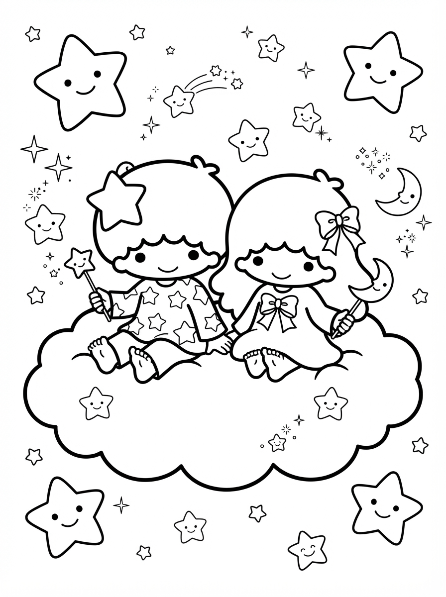 pdf stampare Little Twin Stars da colorare