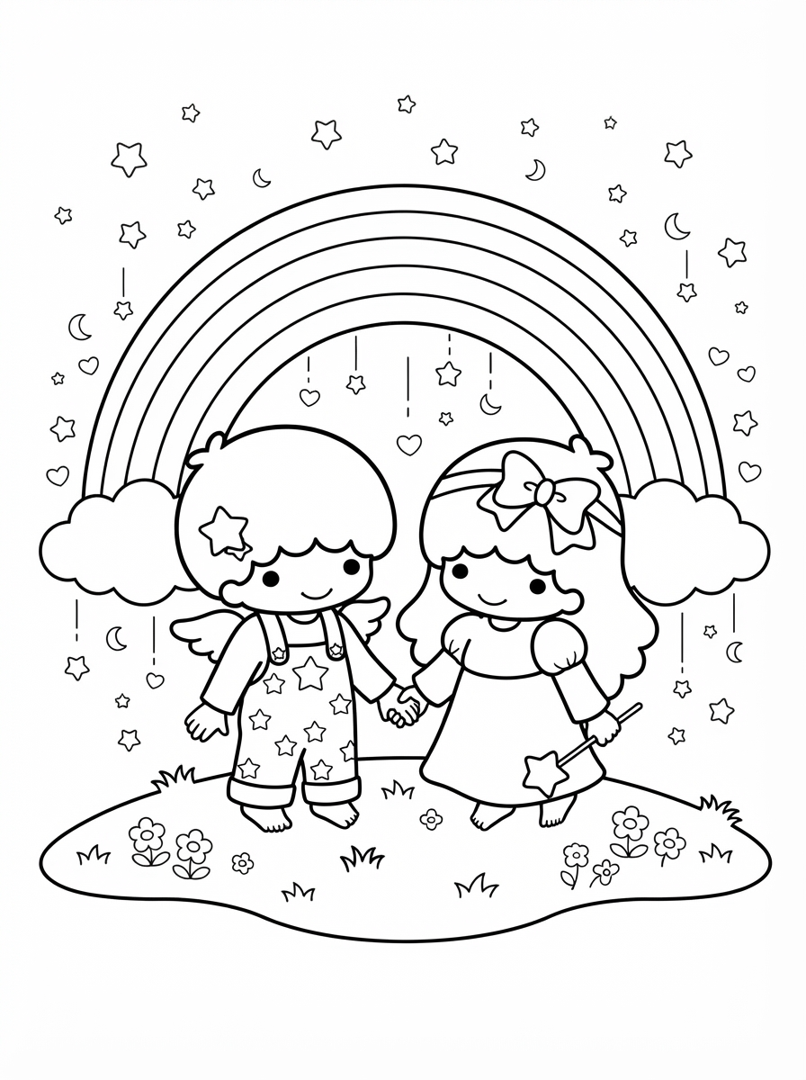 disegni Little Twin Stars facili da colorare