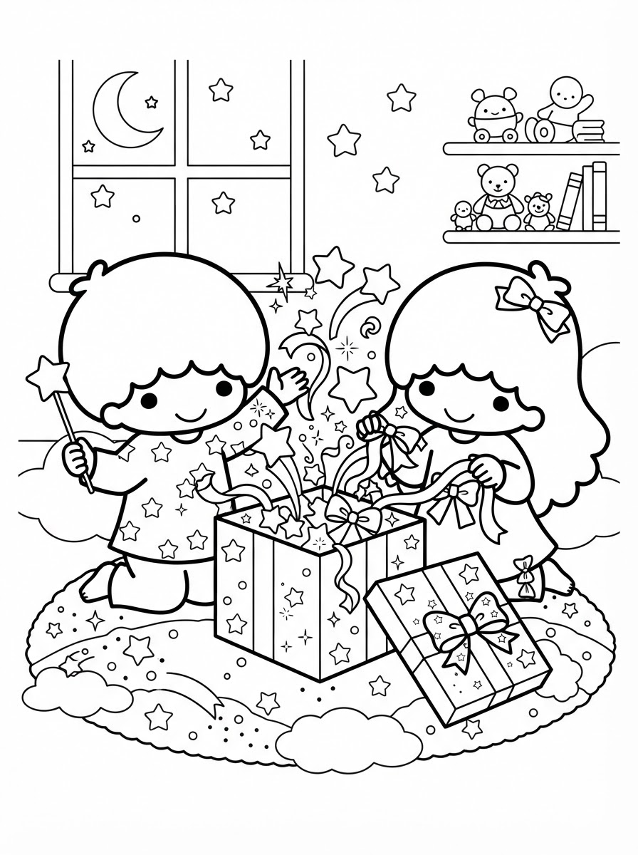 disegni da colorare gratis Little Twin Stars