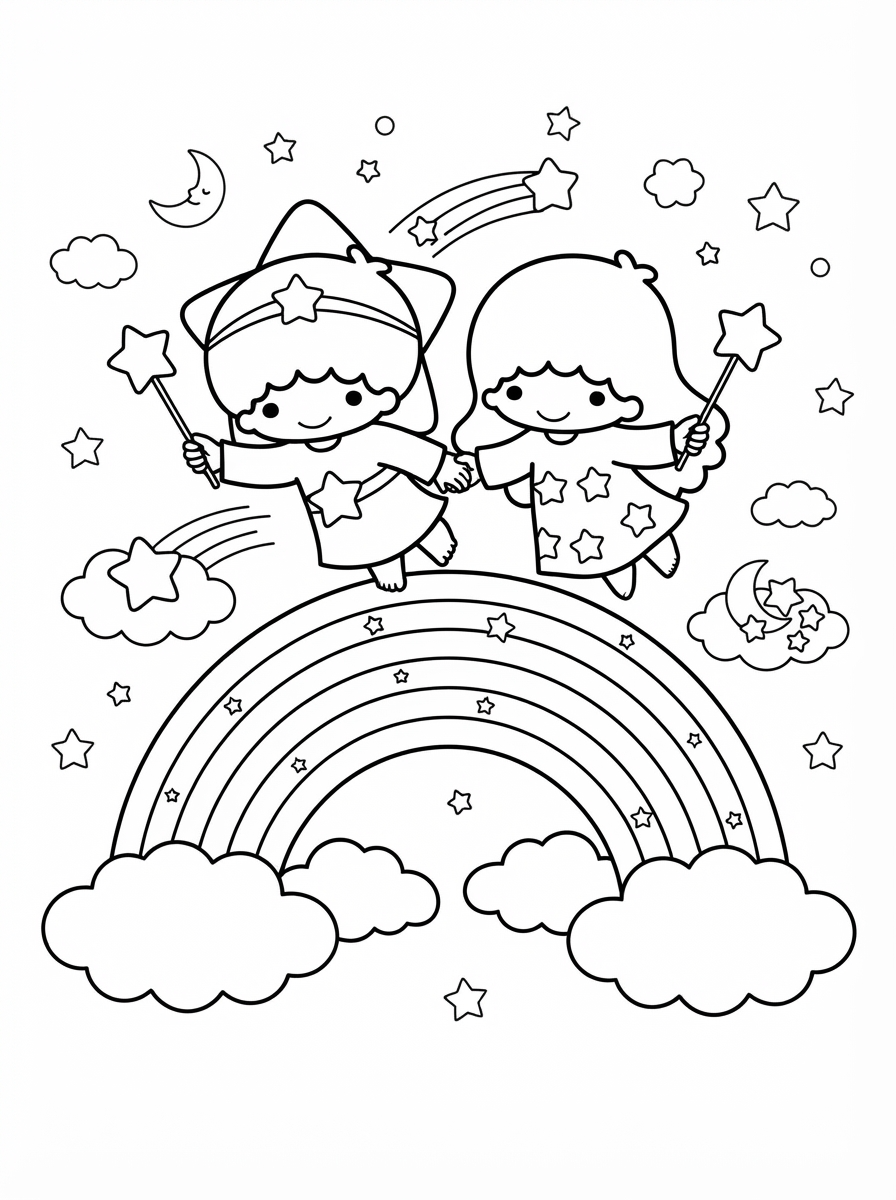 Little Twin Stars disegno facile da colorare