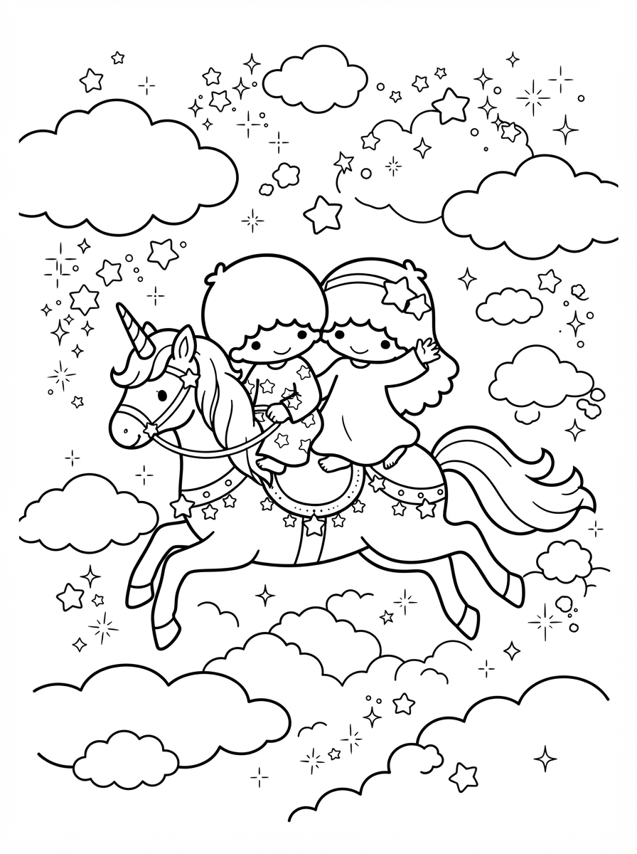 Little Twin Stars da colorare a4 1