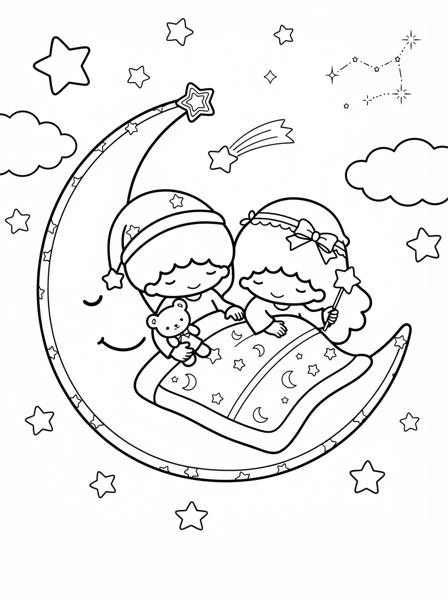 disegni da colorare Little Twin Stars