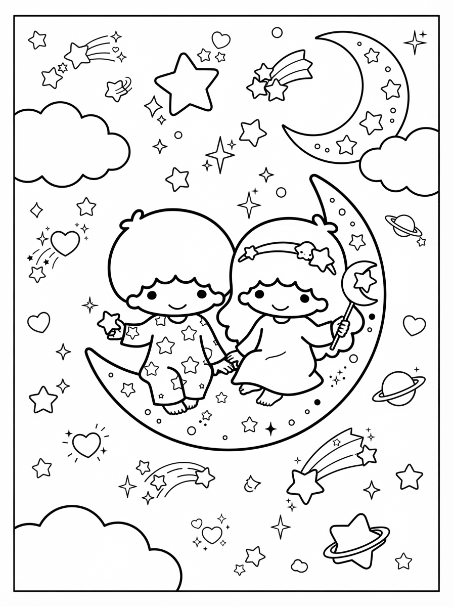 da colorare Little Twin Stars disegno facile bambini