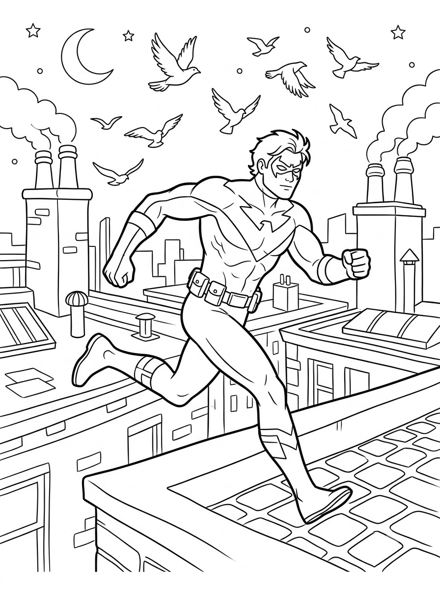 disegno Nightwing da colorare per bambini