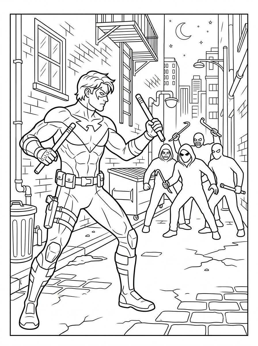 disegno Nightwing da colorare per bambini 1
