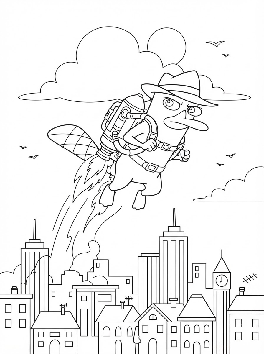 disegni Perry l’ornitorinco facili da colorare