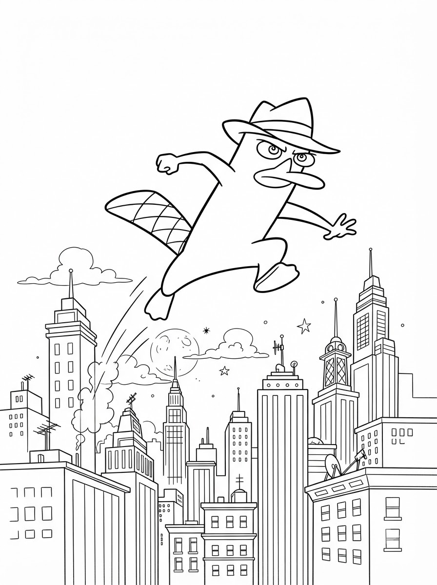 Perry l’ornitorinco immagini da colorare per bambini