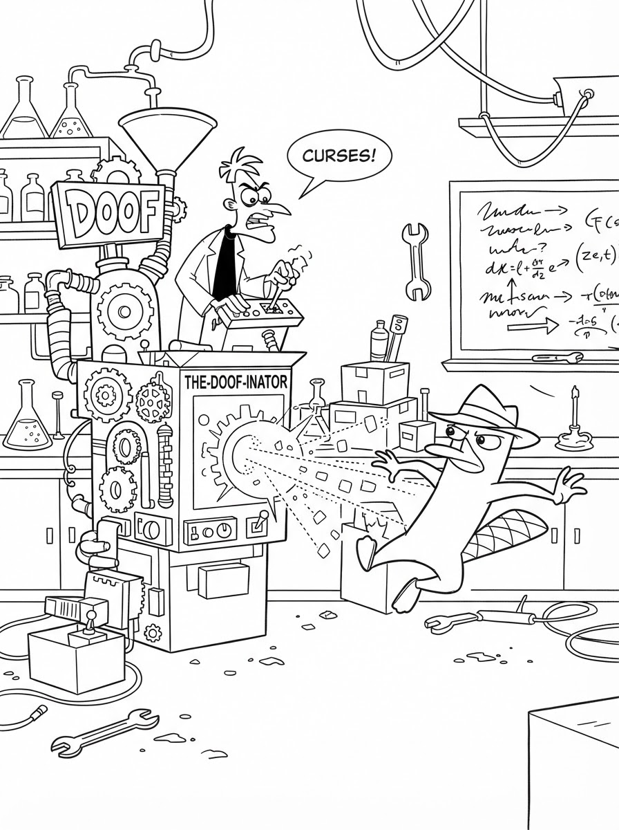 disegni facili di Perry l’ornitorinco da colorare