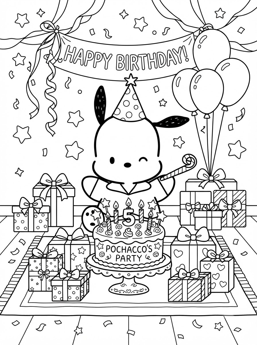 disegni facili di Pochacco da colorare