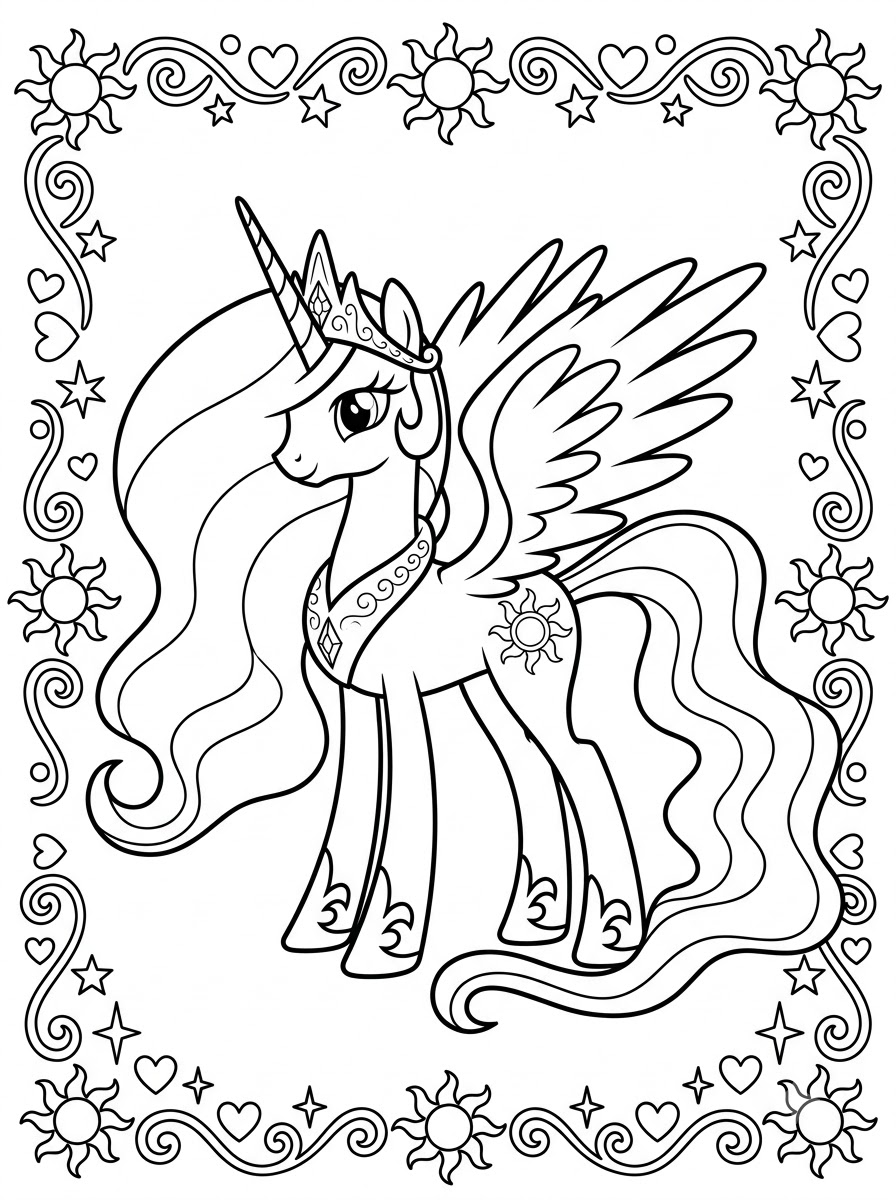 Principessa Celestia 10 disegno Principessa Celestia da colorare per bambini