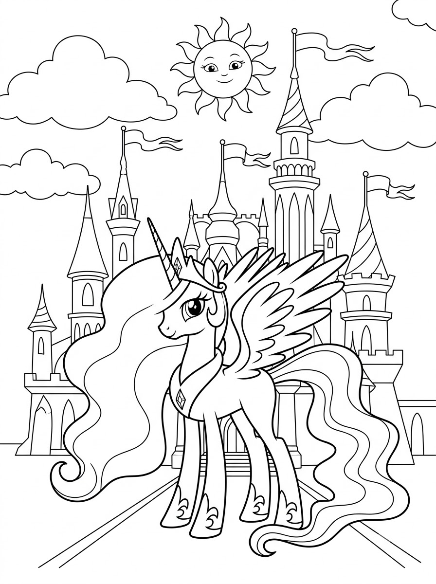 Principessa Celestia 8 da colorare Principessa Celestia disegno facile bambini