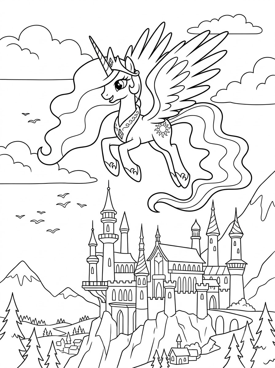 Principessa Celestia 6 disegni Principessa Celestia da colorare e stampare