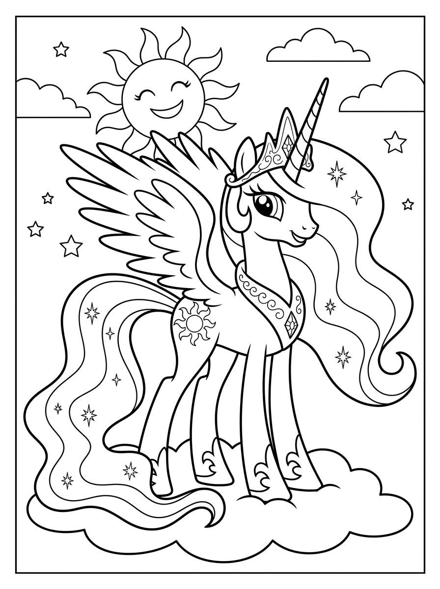 Principessa Celestia 20 disegni facili di Principessa Celestia da colorare