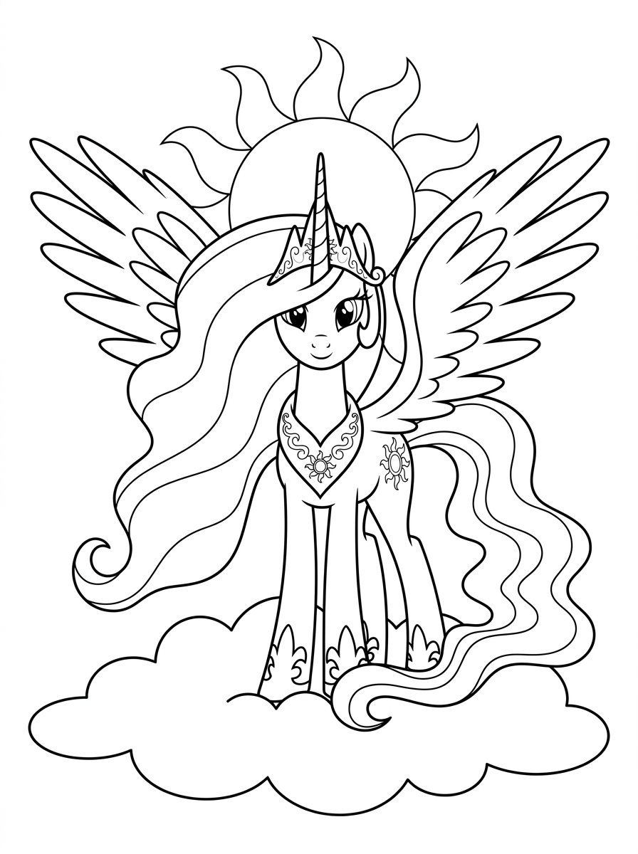 Principessa Celestia 17 disegni Principessa Celestia da colorare e stampare 1