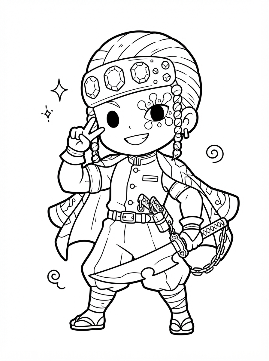 Tengen Uzui 12 disegni da colorare Tengen Uzui per bambini
