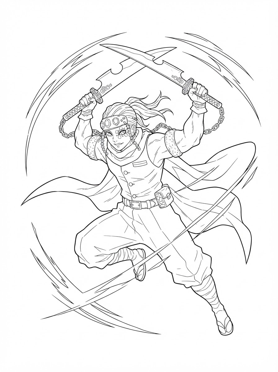 Tengen Uzui 11 disegni da stampare e colorare Tengen Uzui