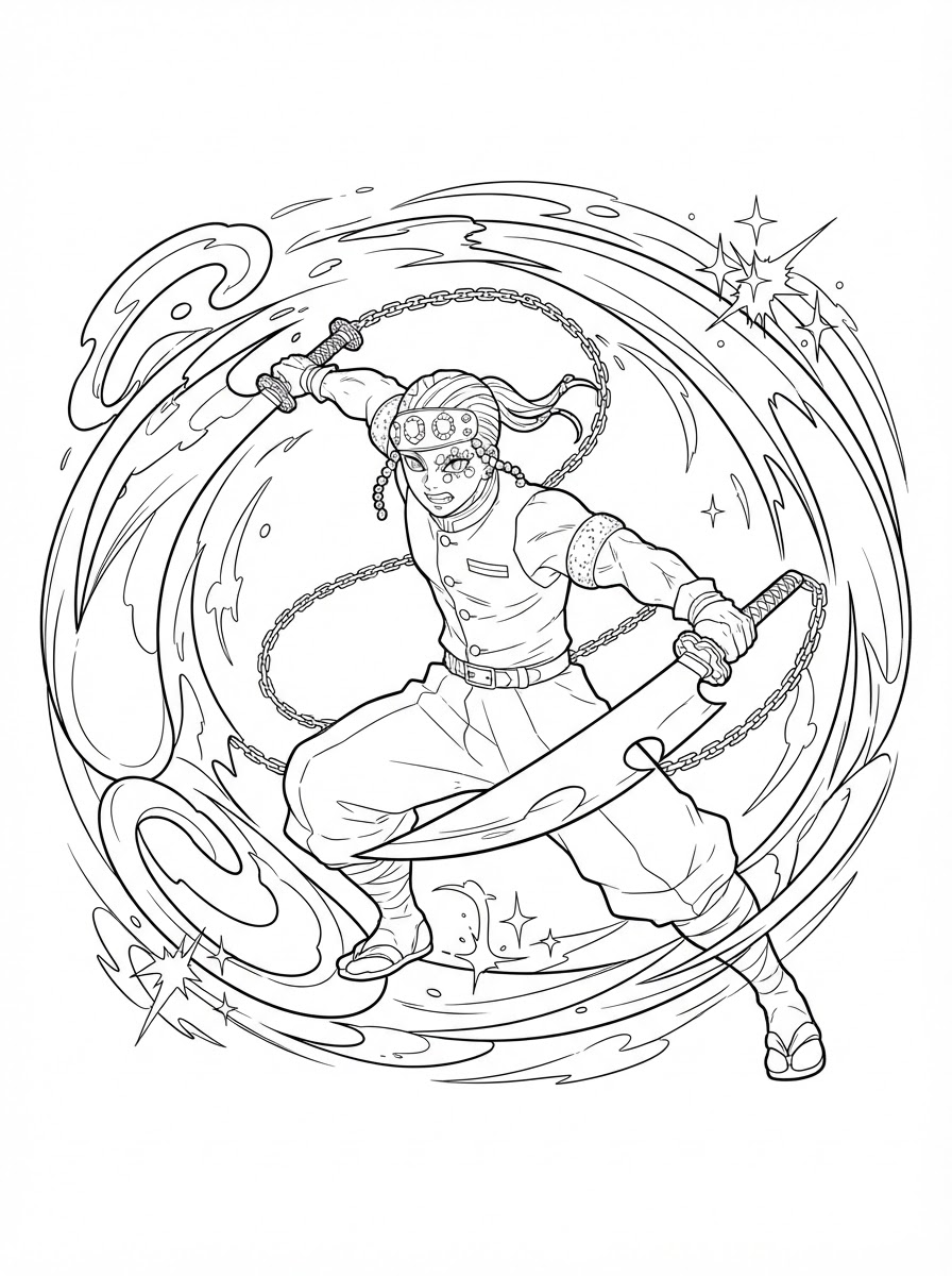 Tengen Uzui 10 disegno di Tengen Uzui da stampare e colorare