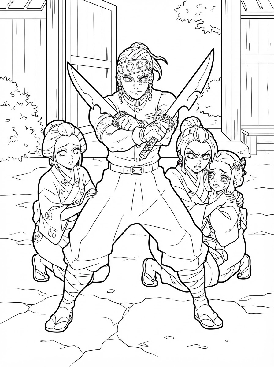 Tengen Uzui 4 pdf stampare Tengen Uzui da colorare