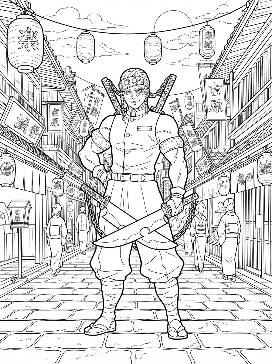 Tengen Uzui 2 disegni Tengen Uzui da colorare pdf