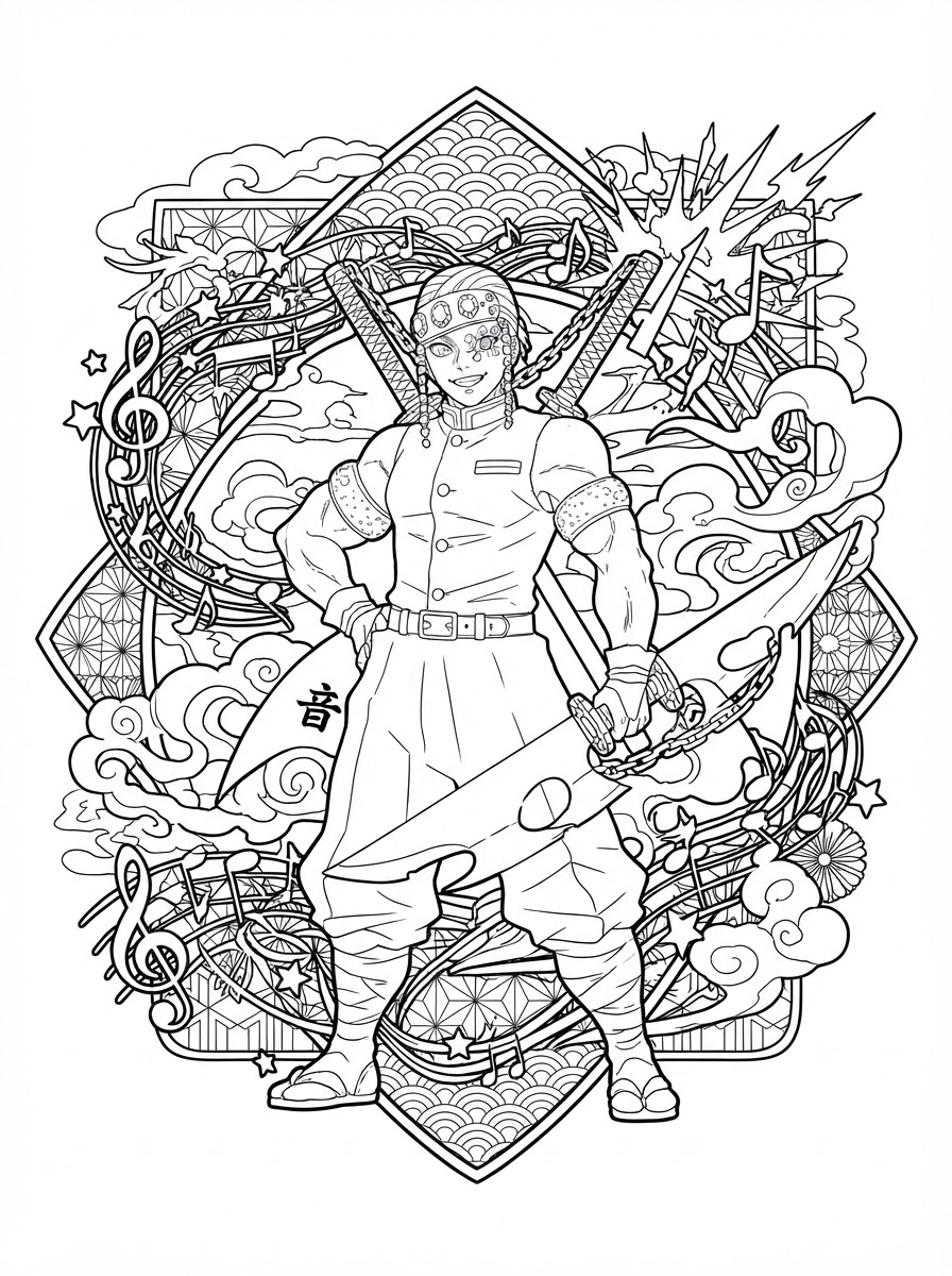 Tengen Uzui 13 disegni di Tengen Uzui da colorare da stampare