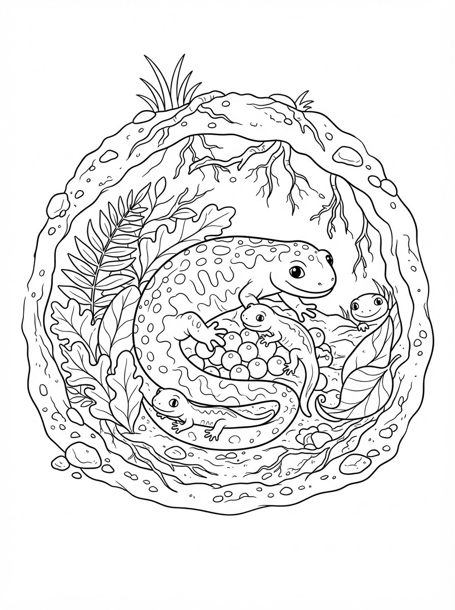 disegni da colorare salamandra per bambini