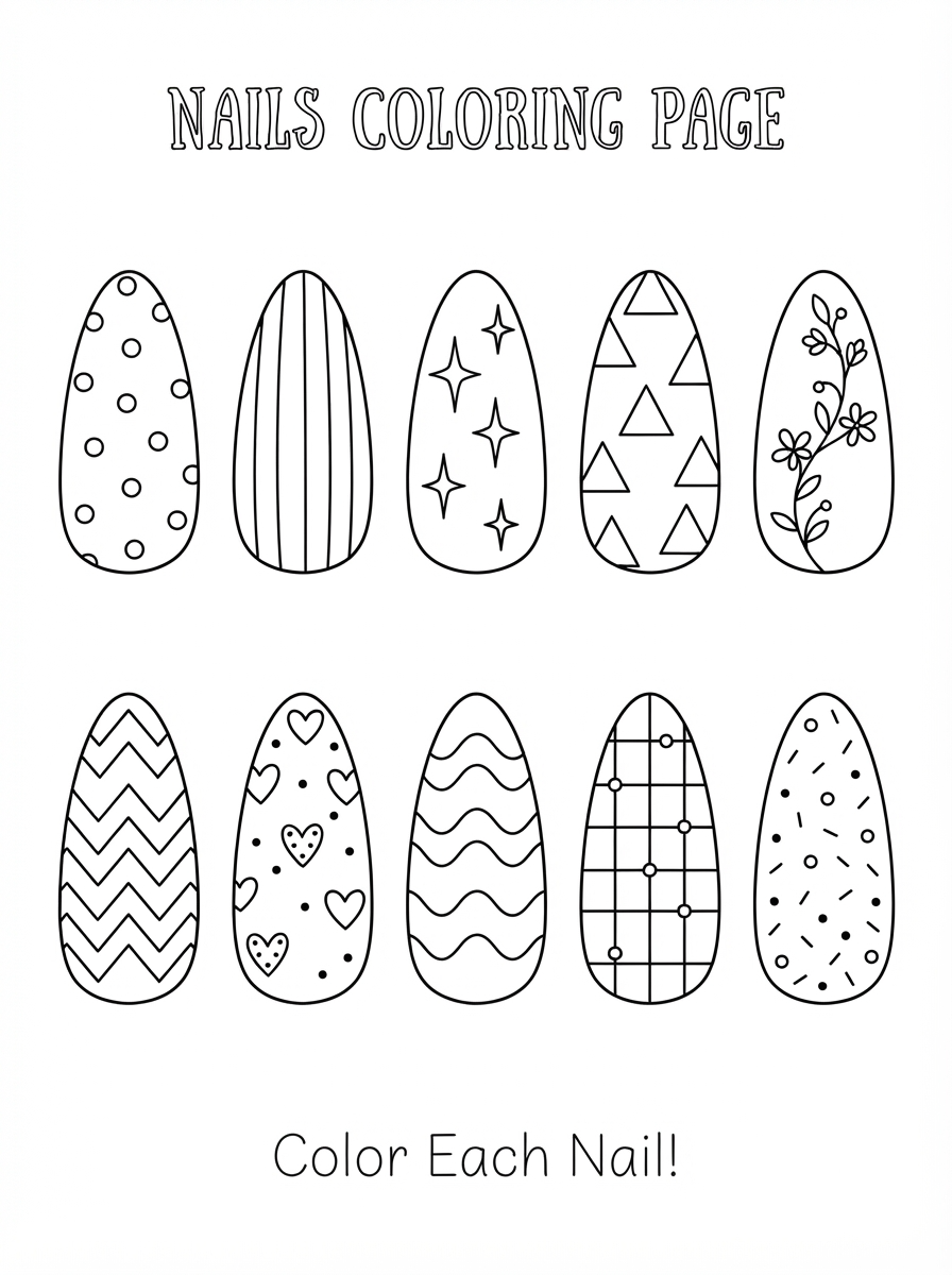 disegni unghie da colorare per bambini