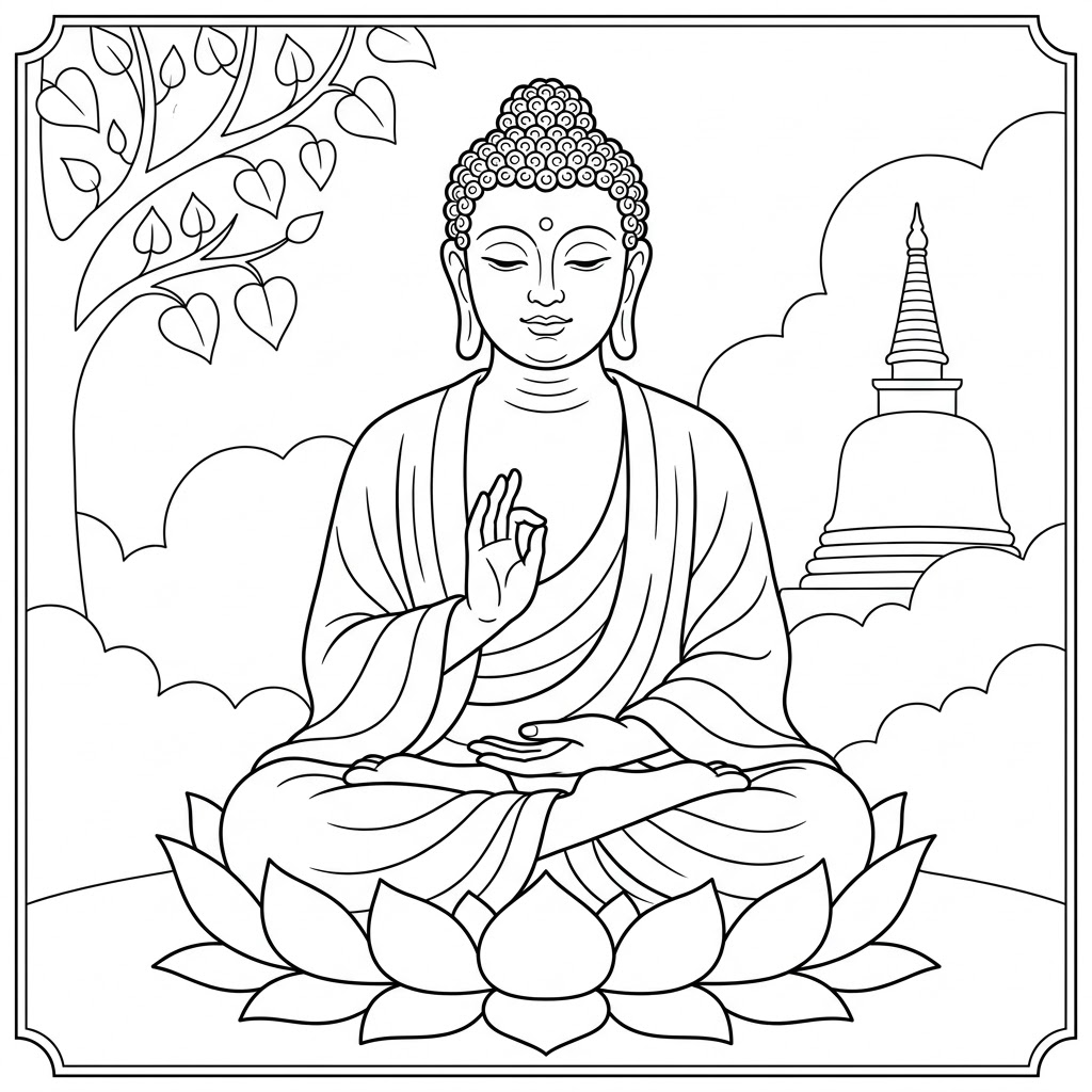 Buddha da colorare thumbnail