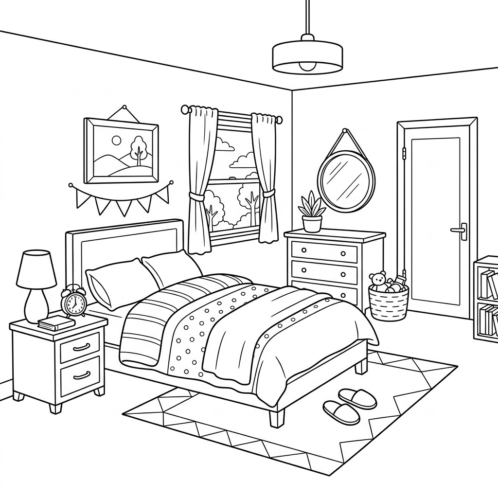Camera Da Letto da colorare thumbnail