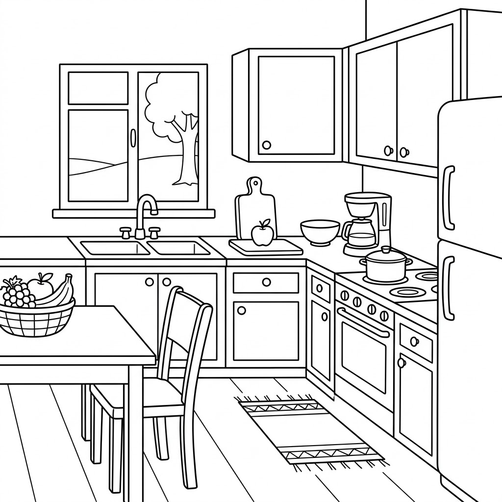 Cucina da colorare thumbnail