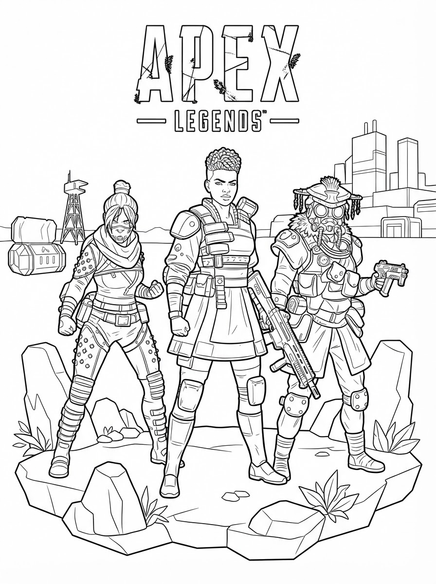 Apex Legends disegni da colorare per bambini maschi