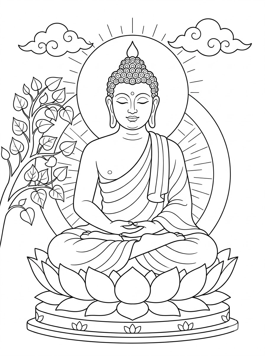 Buddha 9 immagini di Buddha da stampare e colorare