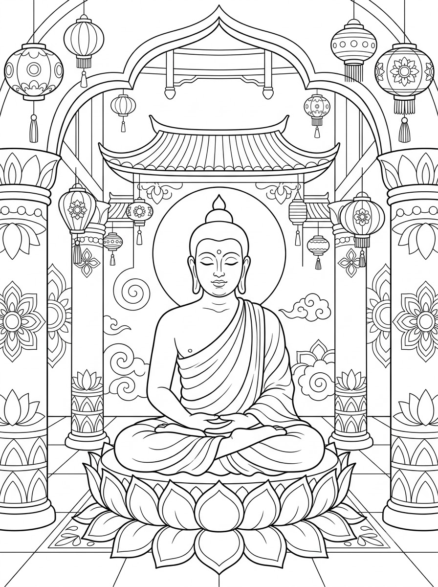 Buddha 7 disegni da stampare e colorare Buddha
