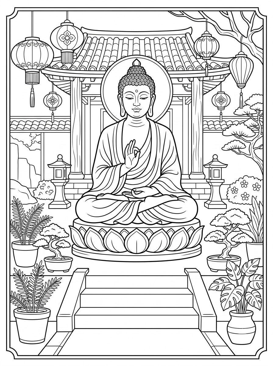 Buddha 5 Buddha disegno facile da colorare