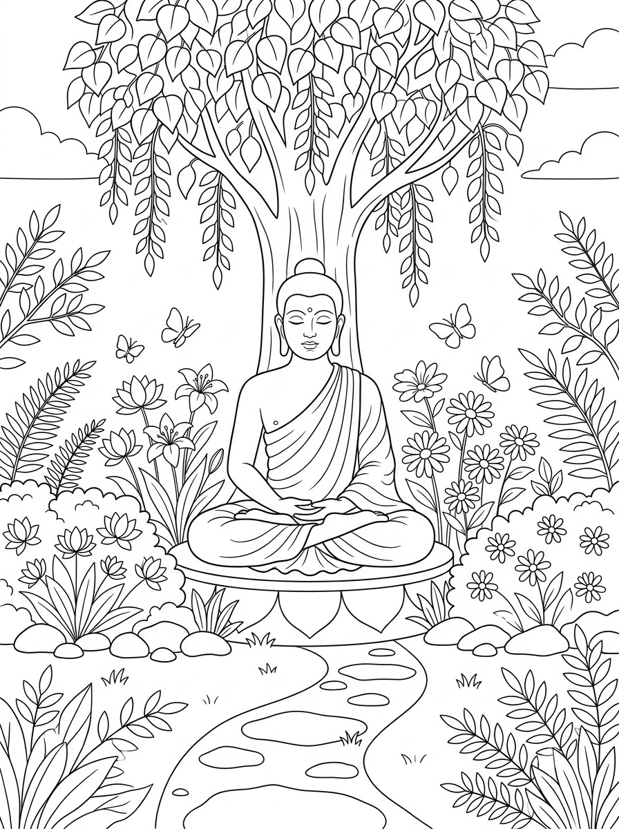 Buddha 3 Buddha da stampare e colorare per bambini