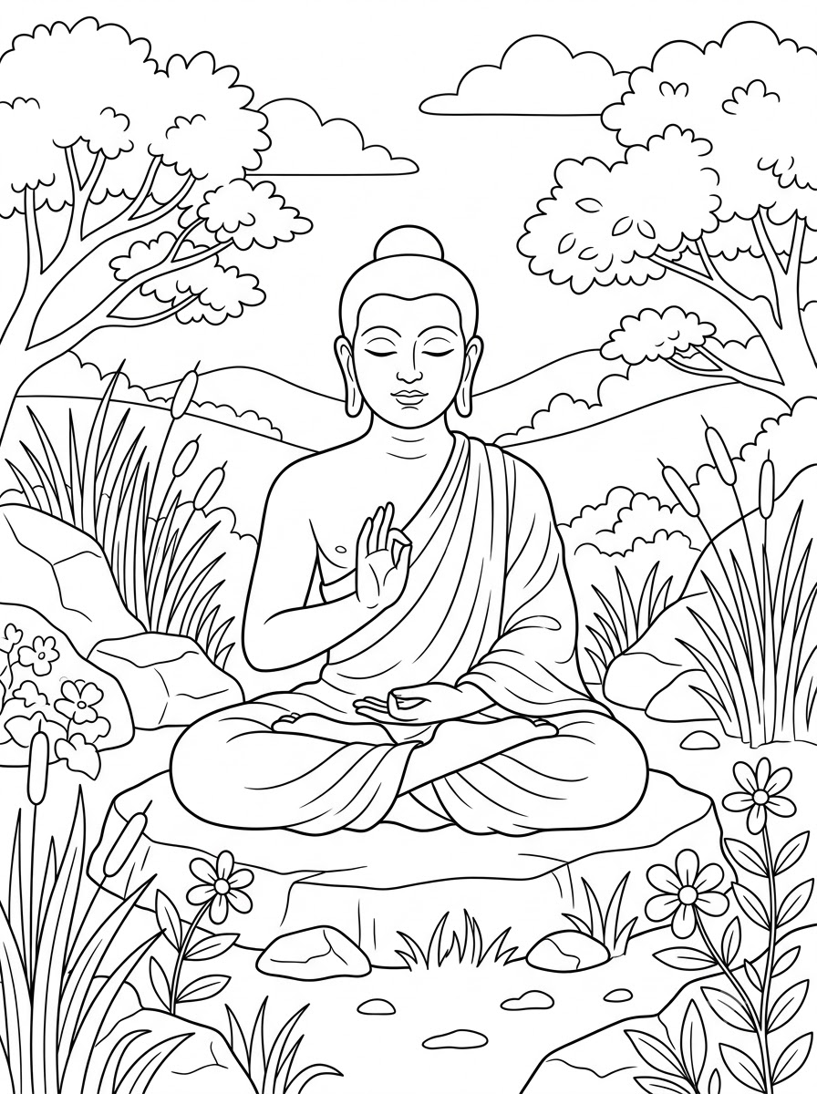 Buddha 18 Buddha disegno da colorare facile