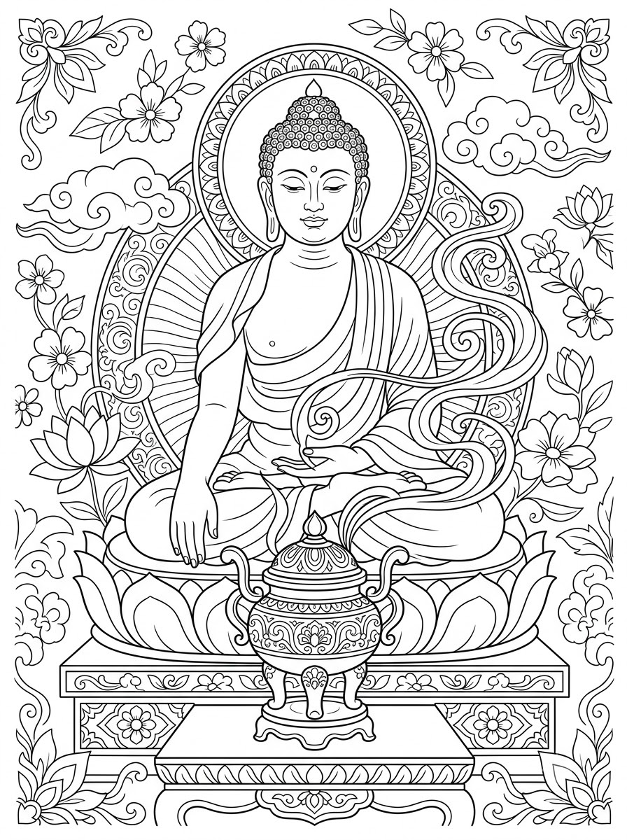 Buddha 16 Buddha da colorare facile