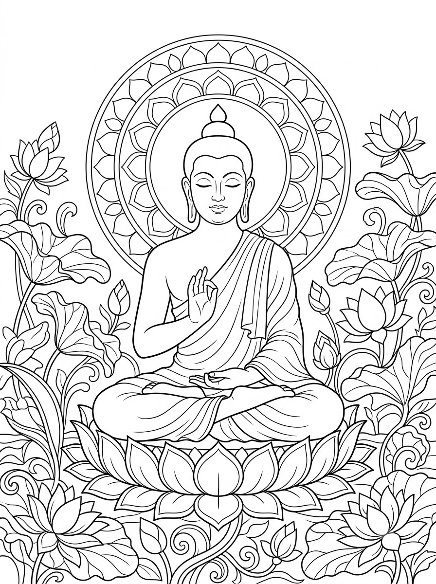 Buddha 15 immagini da colorare di Buddha