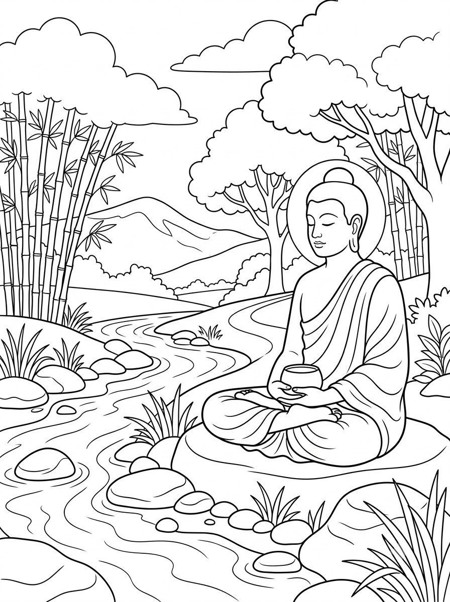 Buddha 13 da colorare Buddha disegno facile bambini