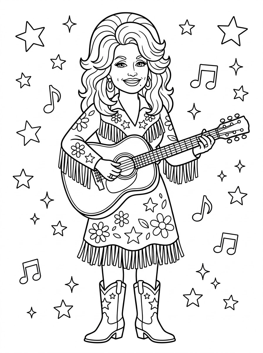 da colorare Dolly Parton disegno facile bambini 1